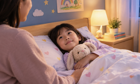 Anak susah tidur sendiri dan ibu membantu rutin waktu tidur